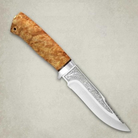 Нож Стрелец карельская береза алюминий 100х13м